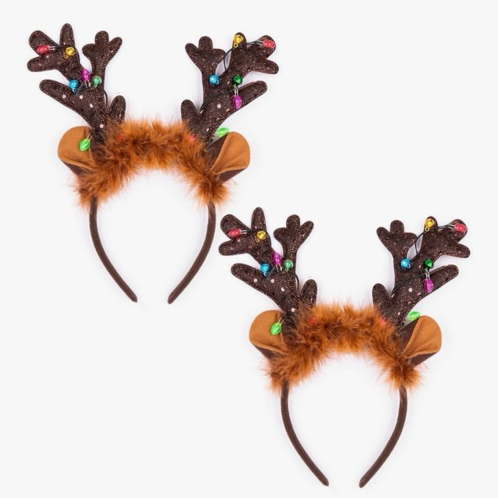 Festive Brown Reindeer Antler Headband